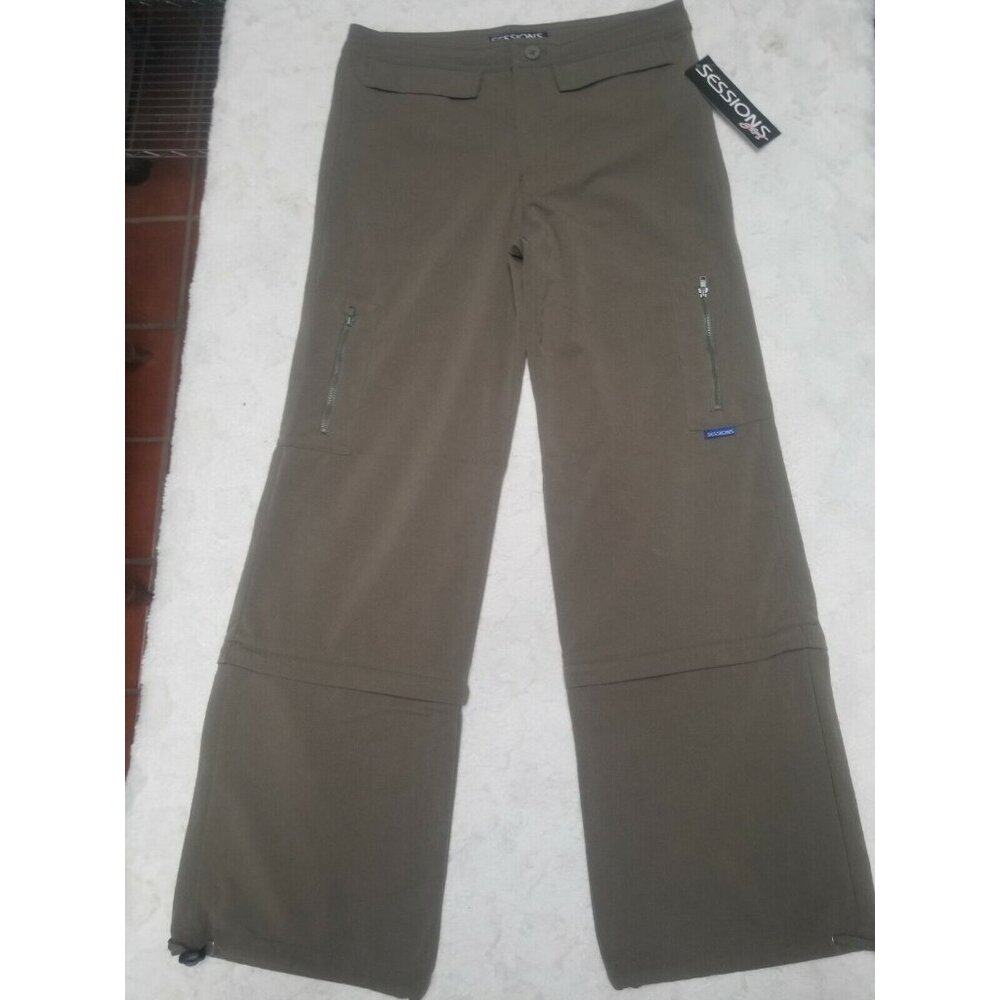 New Sessions Brooklyne Womens Size 7 Green Cargo Pants High Rise Zip Pockets